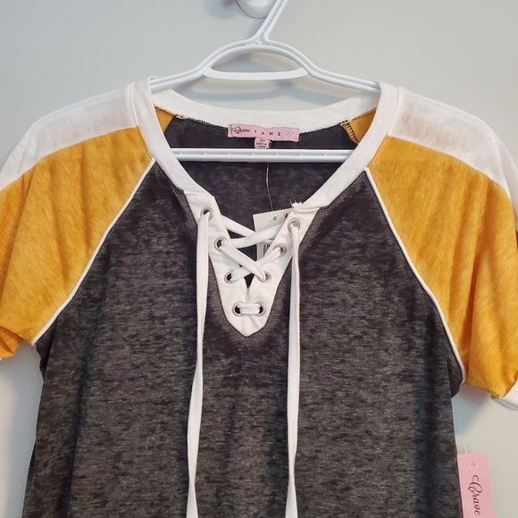 Crave Fames No Boundaries Juniors' lace-up colorblock short sleeve t-shirt - Picture 7 of 9